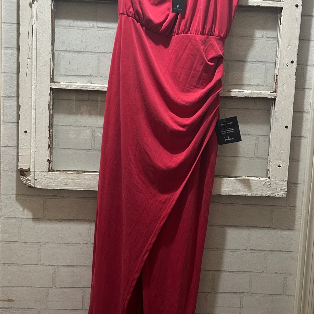 NWT Lulus Red One-Shoulder Ruched Maxi Dress - Size M